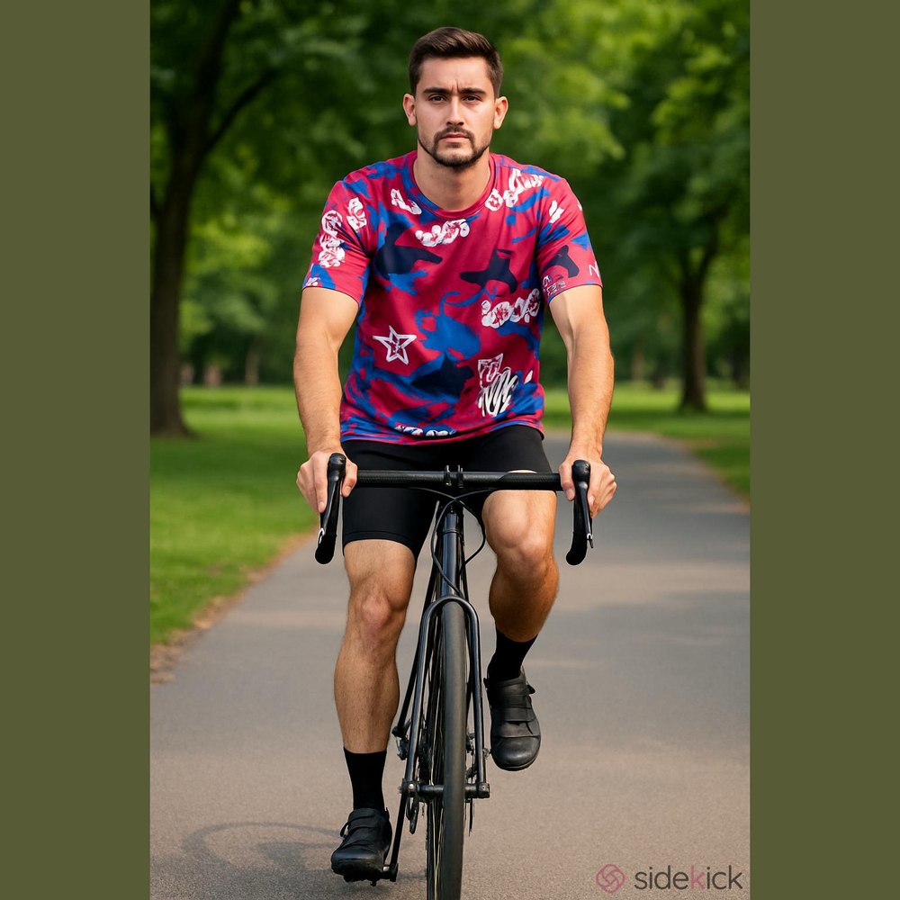 Ideology Bike Rider Cyclist Spandex Shirt Red Blue XL